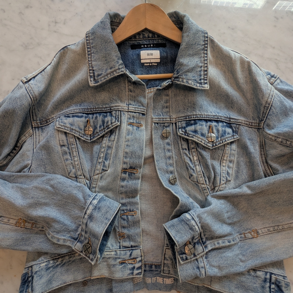 Ksubi Oversized Light Blue Denim Jacket, Small